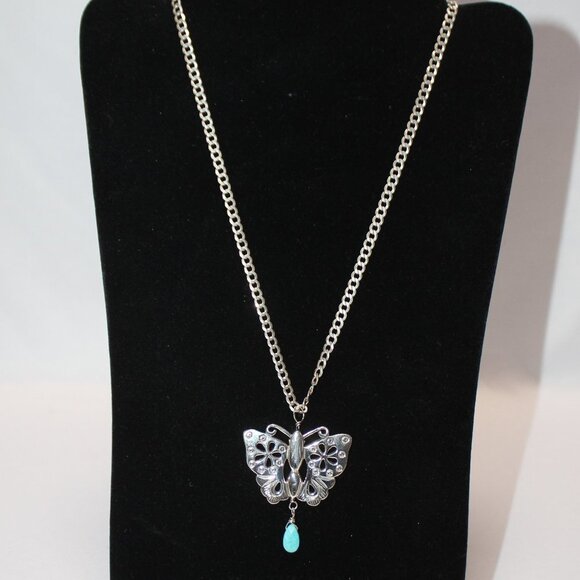 No Branded Jewelry - Vintage Sterling Silver Butterfly and Sterling Silver Link Chain